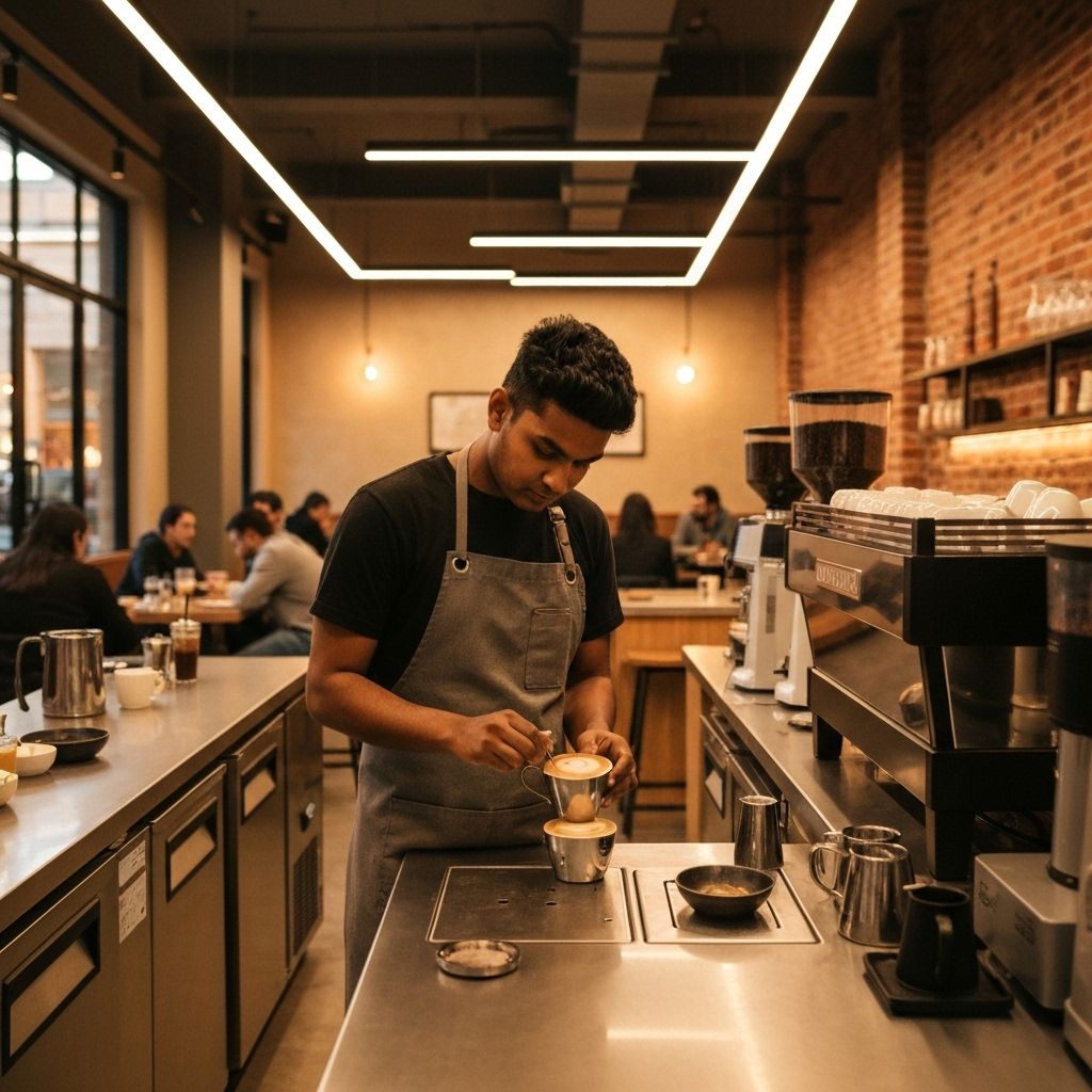Barista crafting coffee